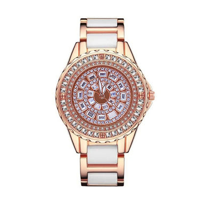 BS Bee Sister FA1490 Ladies Diamond-Set Ceramic Strap Watch(Rose Gold) - Alloy Watches by BS Bee Sister | Online Shopping UK | buy2fix