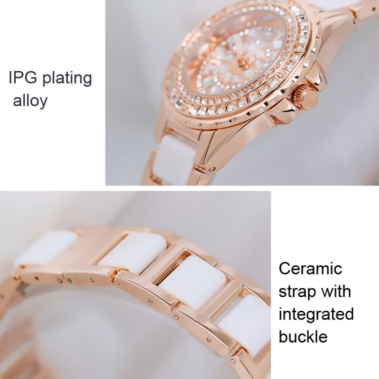 BS Bee Sister FA1490 Ladies Diamond-Set Ceramic Strap Watch(Rose Gold) - Alloy Watches by BS Bee Sister | Online Shopping UK | buy2fix