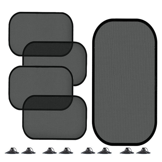 Non-Porous Suction Cup Car Mesh Sunshade(Black Rear Block+Black Side Block x 4) - In Car by buy2fix | Online Shopping UK | buy2fix