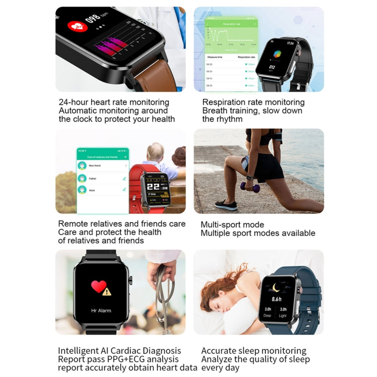 LOANIY E86 1.7 Inch Heart Rate Monitoring Smart Bluetooth Watch, Color: Black - Smart Wear by LOANIY | Online Shopping UK | buy2fix