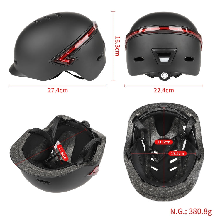 Cycling Helmet Ultralight Bicycle Helmet with Warning Light Remote Control(Black) - Protective Helmet & Masks by buy2fix | Online Shopping UK | buy2fix