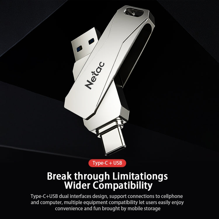 Netac U782C Type-C Dual Interface High-Speed Metal Computer USB Flash Drive, Capacity: 64GB - USB Flash Drives by Netac | Online Shopping UK | buy2fix