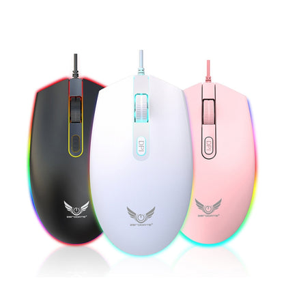 Zerodate V6 4 Keys 1600DPI Game Colorful RGB Marquee USB Wired Mouse, Cable Length: 1.35m(White) - Wired Mice by buy2fix | Online Shopping UK | buy2fix