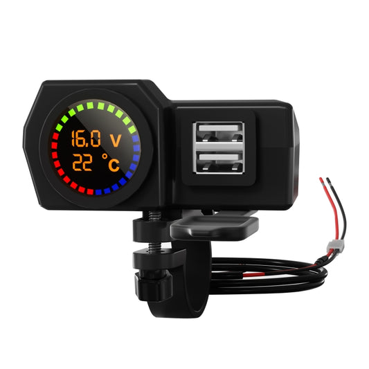 WUPP CS-1747A1 Motorcycle Voltage Temperature Digital Display Double USB Phone Charger - In Car by WUPP | Online Shopping UK | buy2fix
