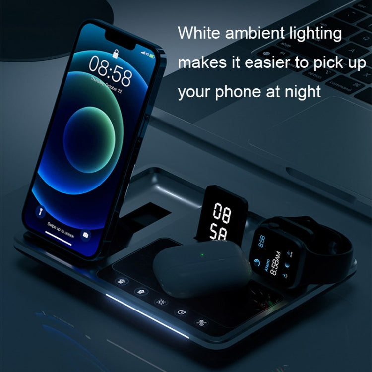 R11 4 In 1 30W Phone Wireless Charger with Ambient Light(Silver Black) - Apple Accessories by buy2fix | Online Shopping UK | buy2fix