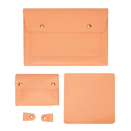 S178 3 In 1 Leather Waterproof Laptop Liner Bag, Size: 14 inches(Honeydet Oranges) - 14.1 inch by buy2fix | Online Shopping UK | buy2fix