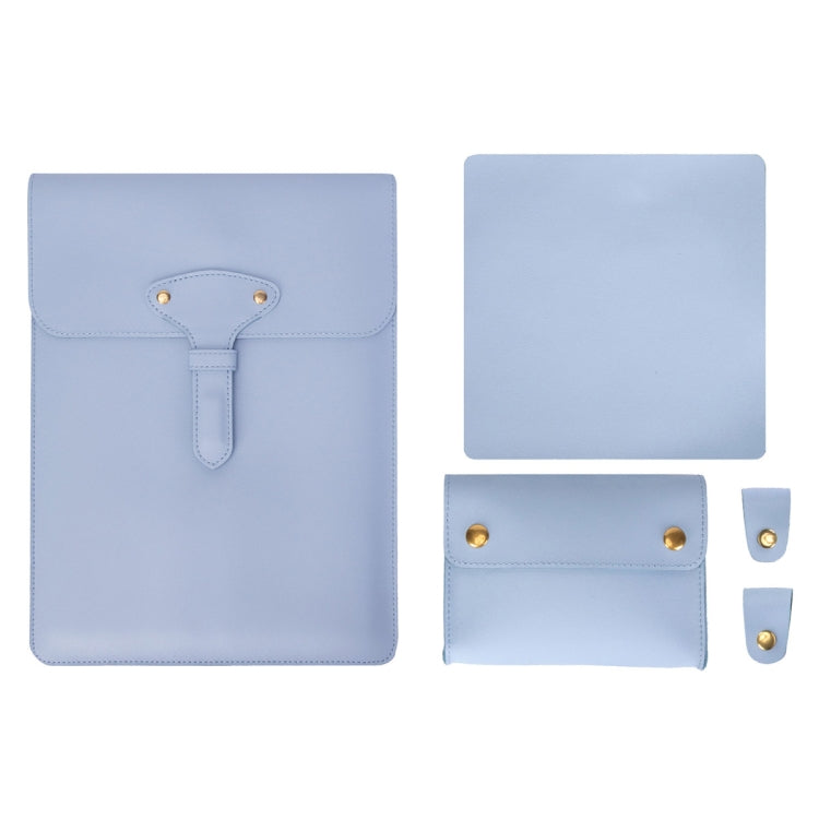 S177 3 In 1 Leather Waterproof Laptop Liner Bags, Size: 14 inches(Baby Blue) - 14.1 inch by buy2fix | Online Shopping UK | buy2fix