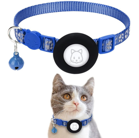 Pet Cat Reflective Collar with Bell for Airtag Tracker(Blue) -  by buy2fix | Online Shopping UK | buy2fix