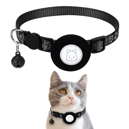 Pet Cat Reflective Collar with Bell for Airtag Tracker(Black) -  by buy2fix | Online Shopping UK | buy2fix