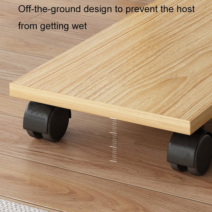 Wooden Removable Height-raising Base For Desktop Computer Host Universal Wheel Rubber Wood 25x50cm - Computer & Networking by buy2fix | Online Shopping UK | buy2fix
