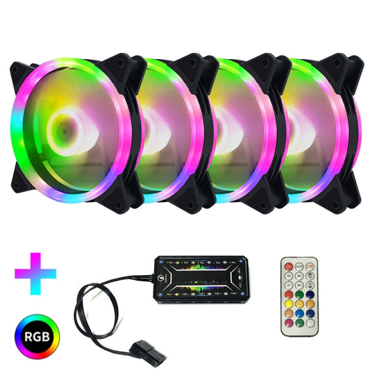 Computer CPU RGB luminous Radiator 4 Fans+Remote Control - Computer & Networking by buy2fix | Online Shopping UK | buy2fix