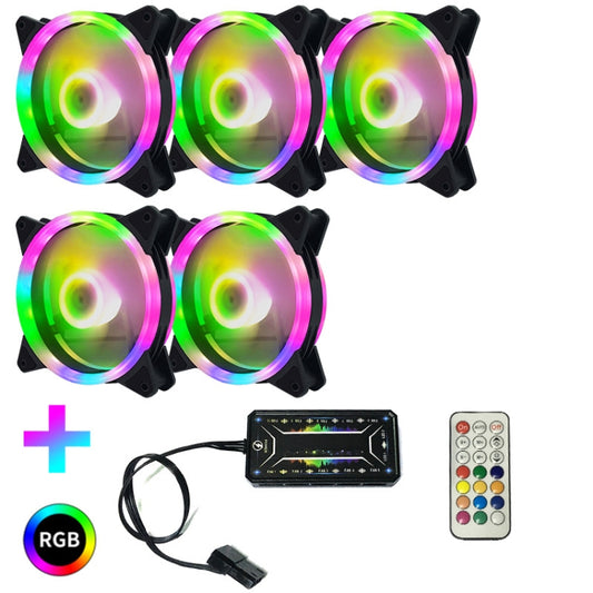 Computer CPU RGB luminous Radiator 5 Fans+Remote Control - Computer & Networking by buy2fix | Online Shopping UK | buy2fix