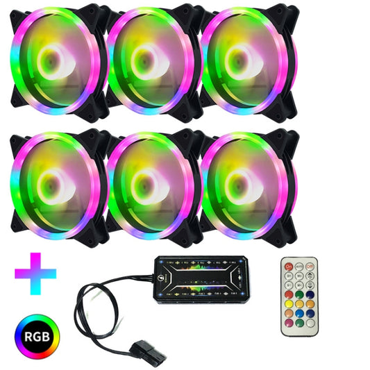 Computer CPU RGB luminous Radiator 6 Fans+Remote Control - Computer & Networking by buy2fix | Online Shopping UK | buy2fix