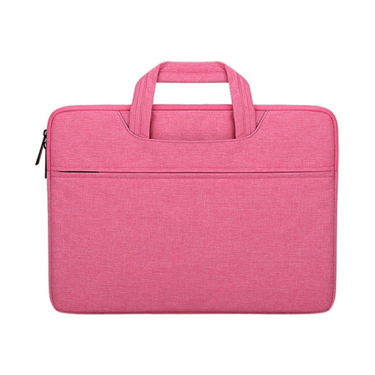 ST01 Large-Capacity Waterproof Shock-Absorbing Laptop Handbag, Size: 14.1-15.4 inches(Rose Pink) - 14.1 inch by buy2fix | Online Shopping UK | buy2fix