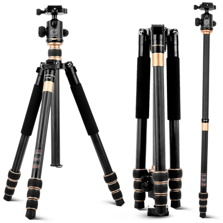 QingZhuangShiDai Q222C SLR Camera Carbon Fiber Portable Travel Tripod(Black) - Tripods by QingZhuangShiDai | Online Shopping UK | buy2fix