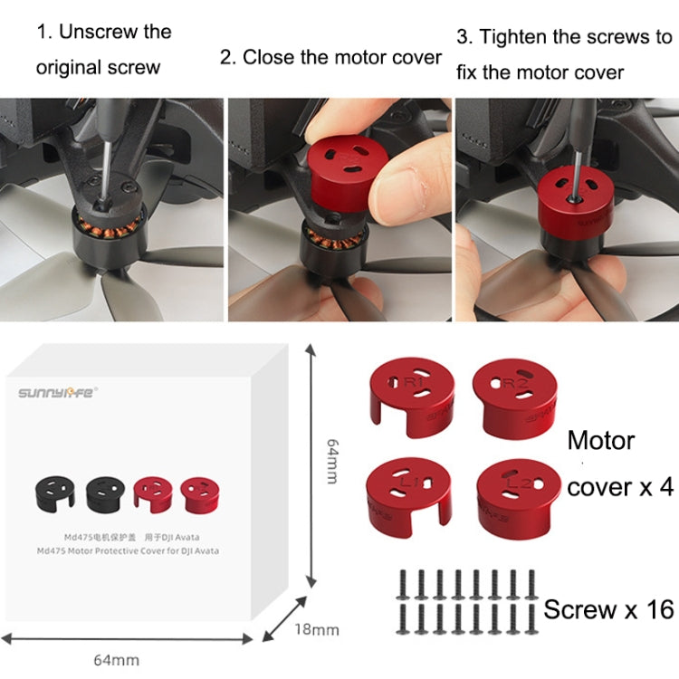 4 PCS / Set Sunnylife AT-MD475 Dust-proof Waterproof Aluminum Alloy Motor Cover For DJI Avata(Black) - Other by buy2fix | Online Shopping UK | buy2fix