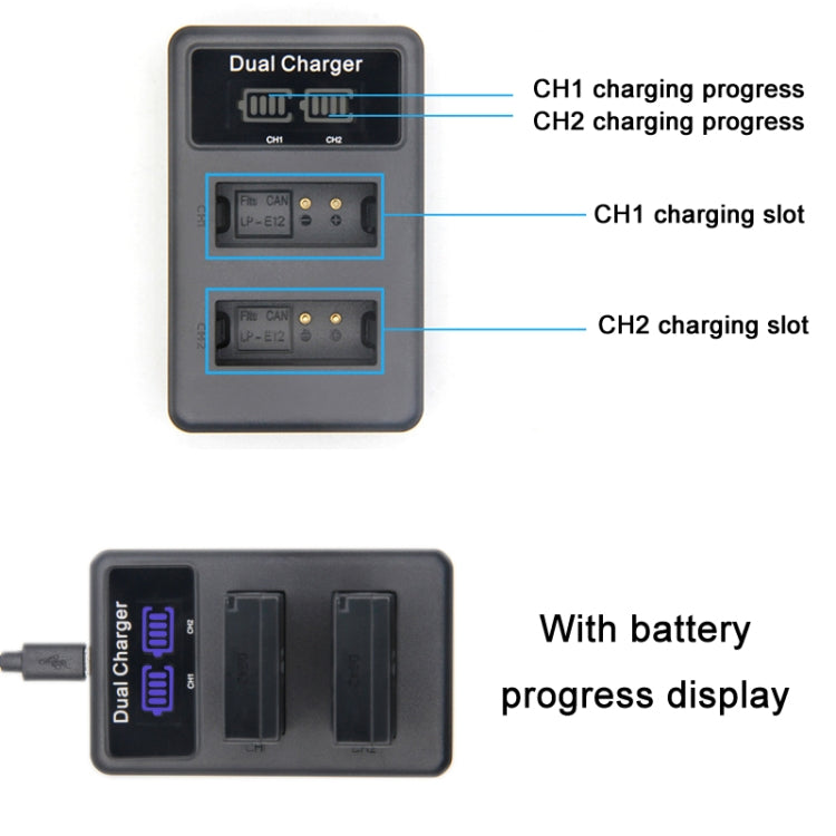 LP-E12 Vertical Dual Charge Action Camera Battery Charger - Camera Accessories by buy2fix | Online Shopping UK | buy2fix