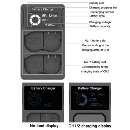EL15 USB LCD Dual Charge SLR Camera Battery Charger - Camera Accessories by buy2fix | Online Shopping UK | buy2fix