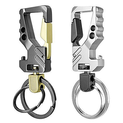 2 PCS QP-131 Multifunctional Double Ring Car Keychain Bottle Opener Carabiner(Black Gold) - In Car by buy2fix | Online Shopping UK | buy2fix