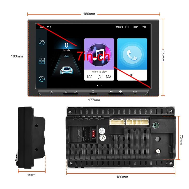 7 inch Carplay GPS Navigation Reverse Integrated Machine, Style: Standard+4 Light Camera(1+16G) - In Car by buy2fix | Online Shopping UK | buy2fix