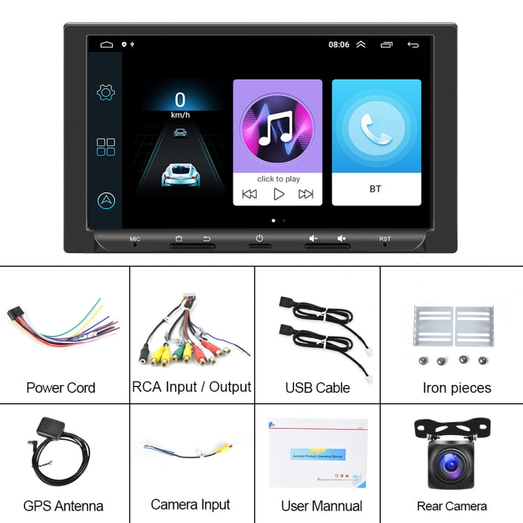 7 inch Carplay GPS Navigation Reverse Integrated Machine, Style: Standard+AHD Camera(1+16G) - In Car by buy2fix | Online Shopping UK | buy2fix