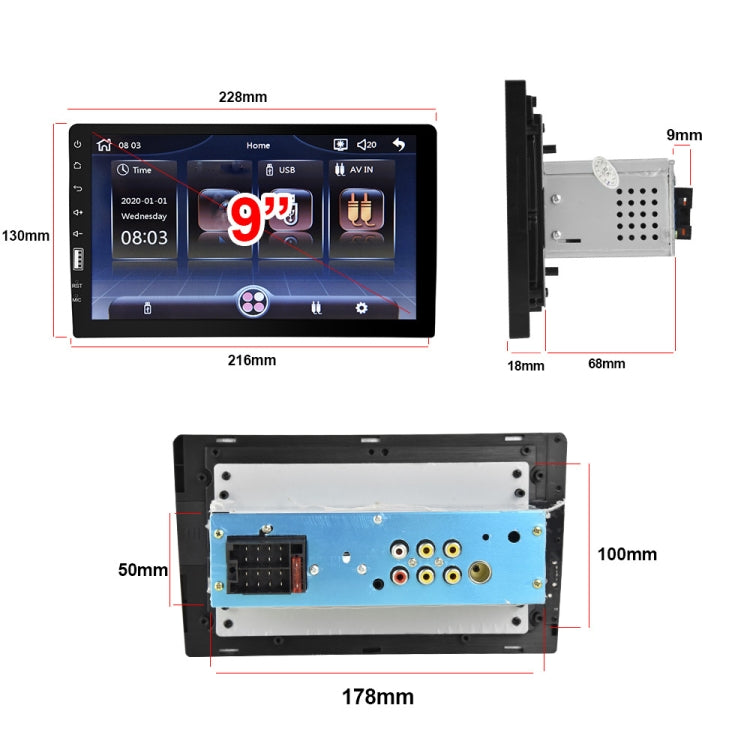 Q3570 9 inch Carplay Single Spindle MP5 Player, Style: Standard+12 Light Camera - In Car by buy2fix | Online Shopping UK | buy2fix