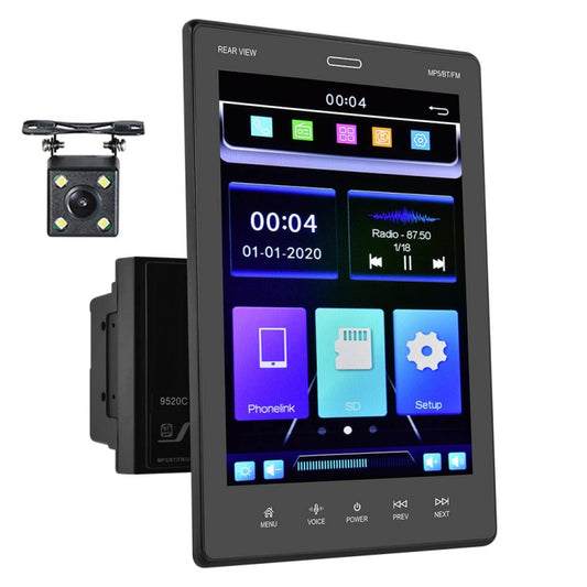 9520C Double Spindle 9.5 inch Vertical Screen Car MP5 Player, Style: Standard+4 Light Camera - In Car by buy2fix | Online Shopping UK | buy2fix