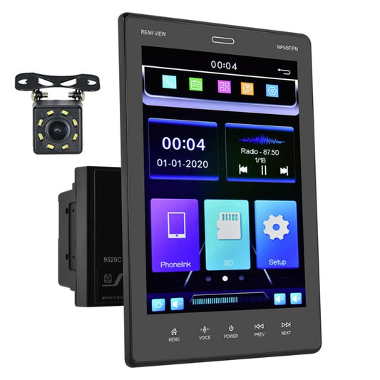 9520C Double Spindle 9.5 inch Vertical Screen Car MP5 Player, Style: Standard+8 Light Camera - In Car by buy2fix | Online Shopping UK | buy2fix