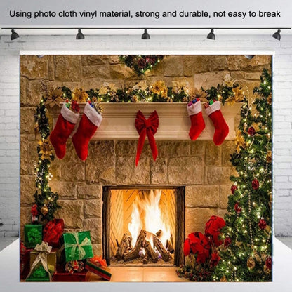 Christmas Layout Fireplace Photography Background Cloth(Yellow) - Camera Accessories by buy2fix | Online Shopping UK | buy2fix