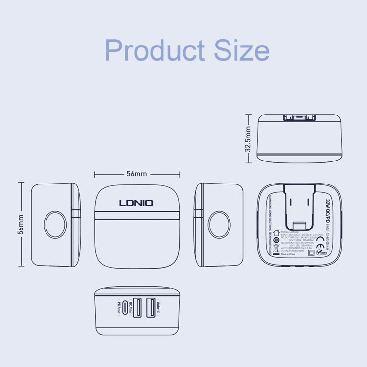 LDNIO A3513Q 32W QC3.0 3 USB Ports Phone Adapter US Plug with Type-C Cable - USB Charger by LDNIO | Online Shopping UK | buy2fix