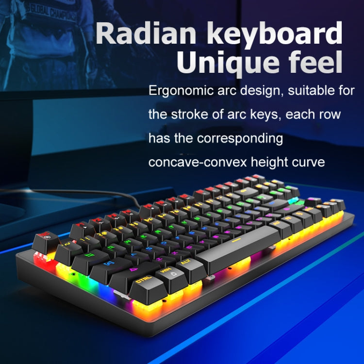 ZIYOULANG K2 87 Keys Office Laptop Punk Glowing Mechanical Wired Keyboard, Cable Length: 1.5m, Color: Blue - Wired Keyboard by ZIYOULANG | Online Shopping UK | buy2fix