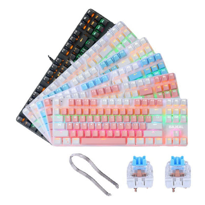 BAJEAL K100 87 Keys Green Shaft Wired Mechanical Keyboard, Cable Length: 1.6m(Blue White) - Wired Keyboard by BAJEAL | Online Shopping UK | buy2fix
