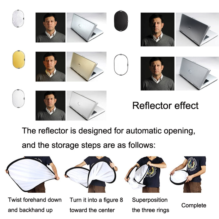 Selens  5 In 1 (Gold / Silver  / White / Black / Soft Light) Folding Reflector Board, Size: 110cm Round - Camera Accessories by Selens | Online Shopping UK | buy2fix