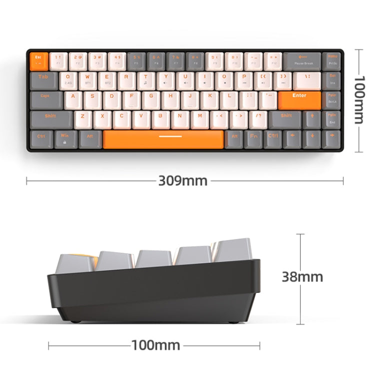 ZIYOU LANG K68 68 Keys Bluetooth Wireless Dual Model Mechanical Keyboard, Style: Red Shaft Version (Gray) - Wireless Keyboard by ZIYOU LANG | Online Shopping UK | buy2fix