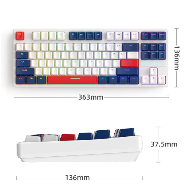 ZIYOU LANG K87 87-key RGB Bluetooth / Wireless / Wired Three Mode Game Keyboard, Cable Length: 1.5m, Style: Red Shaft (Micr-light) - Wireless Keyboard by ZIYOU LANG | Online Shopping UK | buy2fix