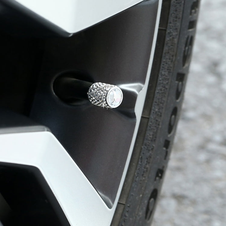 Car Tyre Aluminium Full Diamond Valve Cap With Seal(White) - In Car by buy2fix | Online Shopping UK | buy2fix