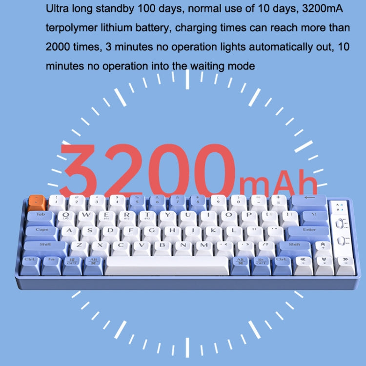 LANGTU GK65 65 Keys Wireless / Bluetooth / Wired Three Model Game Mechanical Keyboard, Cable Length: 1.5m(Sky Blue) - Wireless Keyboard by LANGTU | Online Shopping UK | buy2fix