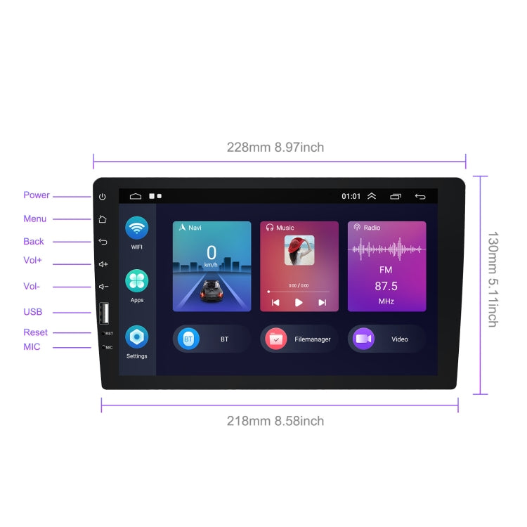A3236 9 inch Android 11 Single Butt MP5 Player, Style: Carplay 1+16G(Standard) - In Car by buy2fix | Online Shopping UK | buy2fix