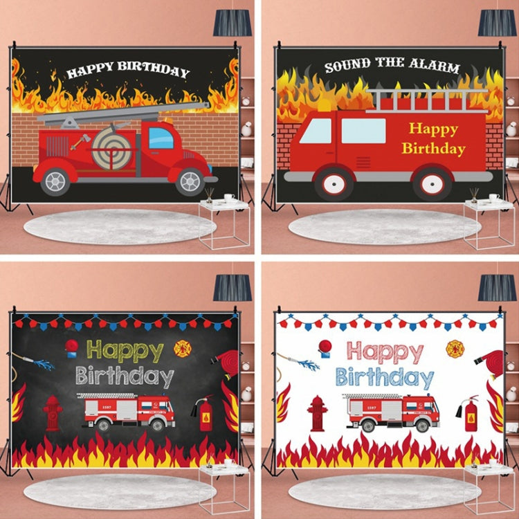 1.5x1m Fire Engine Happy Birthday Party Scene Backdrop for Photojournalism(MDU04232) - Camera Accessories by buy2fix | Online Shopping UK | buy2fix