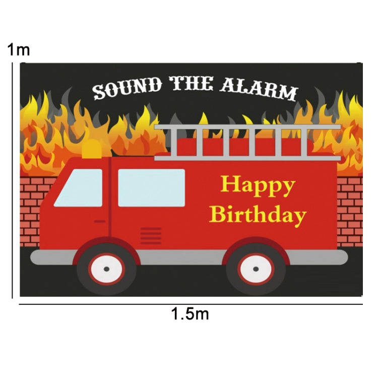 1.5x1m Fire Engine Happy Birthday Party Scene Backdrop for Photojournalism(MDU04232) - Camera Accessories by buy2fix | Online Shopping UK | buy2fix