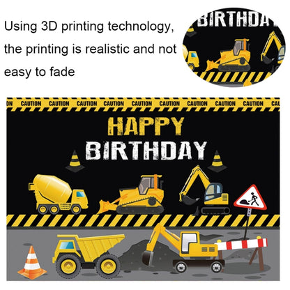 1.5m x 1m  Construction Vehicle Series Happy Birthday Photography Background Cloth(Mdv00452) - Camera Accessories by buy2fix | Online Shopping UK | buy2fix