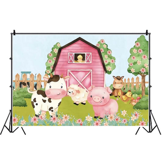 1.5m x 1m Cartoon Farm Animals Photography Backdrop Birthday Party Background Decoration(MDN12241) - Camera Accessories by buy2fix | Online Shopping UK | buy2fix