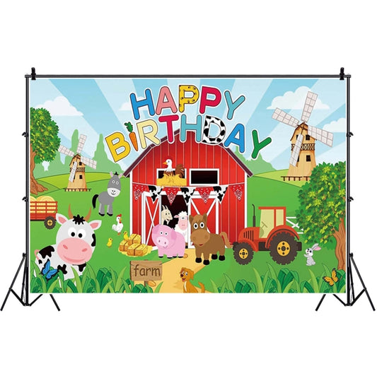 1.5m x 1m Cartoon Farm Animals Photography Backdrop Birthday Party Background Decoration(MSC01666) - Camera Accessories by buy2fix | Online Shopping UK | buy2fix