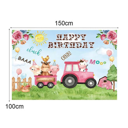 1.5m x 1m Cartoon Farm Animals Photography Backdrop Birthday Party Background Decoration(MSC01646) - Camera Accessories by buy2fix | Online Shopping UK | buy2fix