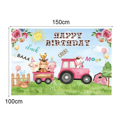 1.5m x 1m Cartoon Farm Animals Photography Backdrop Birthday Party Background Decoration(MDN12241) - Camera Accessories by buy2fix | Online Shopping UK | buy2fix