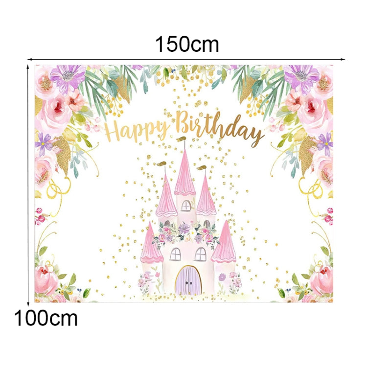 1.5m x 1m Cartoon Castle Photography Background Cloth Birthday Party Scene Decoration - Camera Accessories by buy2fix | Online Shopping UK | buy2fix