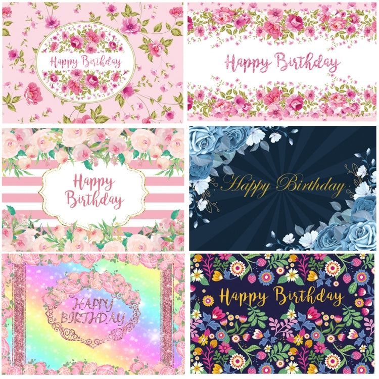 1.5m x 1m Flower Series Happy Birthday Party Photography Background Cloth(MSC00298) - Camera Accessories by buy2fix | Online Shopping UK | buy2fix