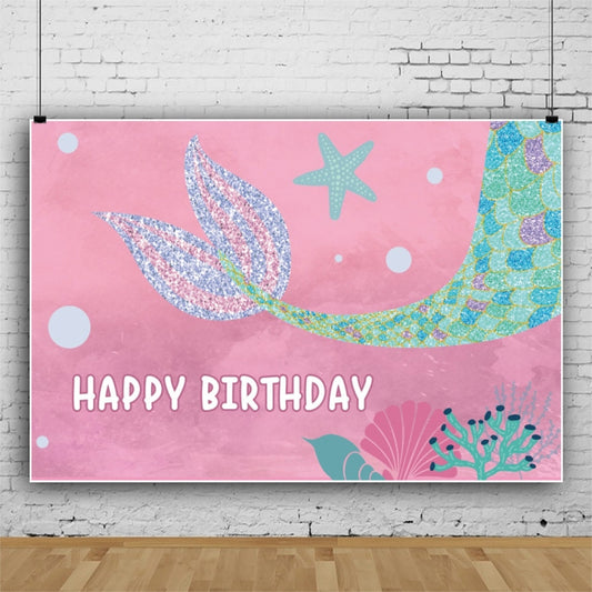 120 x 80cm Mermaid Happy Birthday Photography Background Cloth(12101789) - Camera Accessories by buy2fix | Online Shopping UK | buy2fix