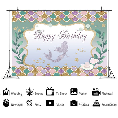 120 x 80cm Mermaid Happy Birthday Photography Background Cloth(12009595) - Camera Accessories by buy2fix | Online Shopping UK | buy2fix