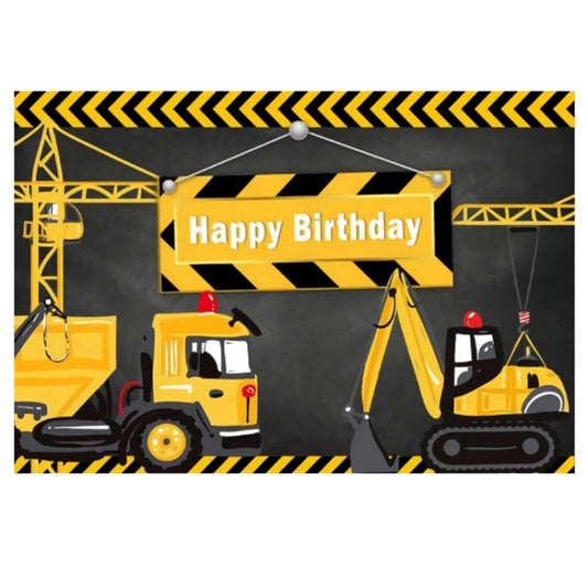 1.2m x 0.8m Construction Vehicle Series Happy Birthday Photography Background Cloth(11306952) - Camera Accessories by buy2fix | Online Shopping UK | buy2fix